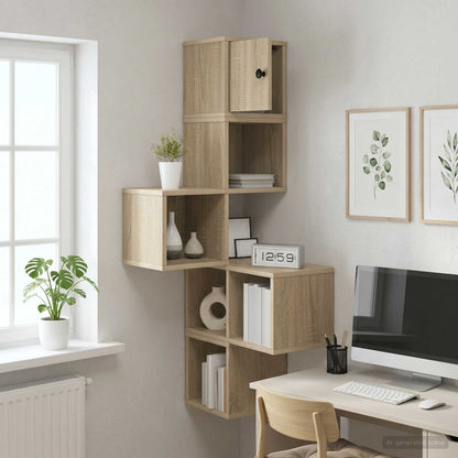 vidaXL Wall Corner Shelf Sonoma Oak 48 x 48 x 120 cm Engineered Wood 1