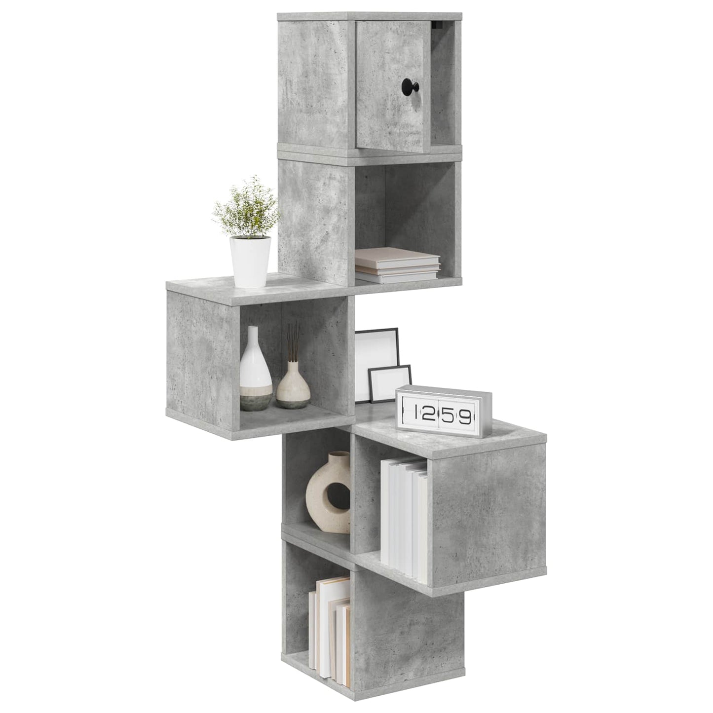 vidaXL Wall Corner Shelf Concrete Grey 48 x 48 x 120 cm 3