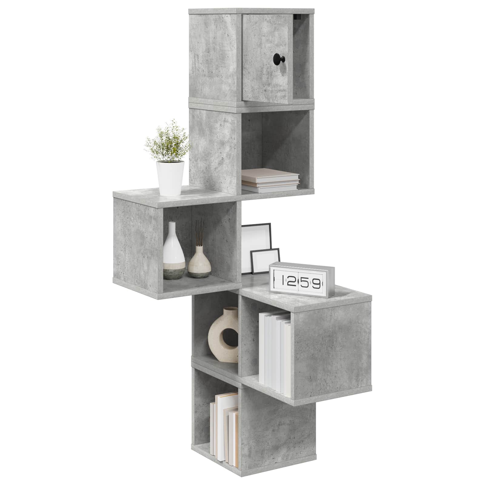 vidaXL Wall Corner Shelf Concrete Grey 48 x 48 x 120 cm 3