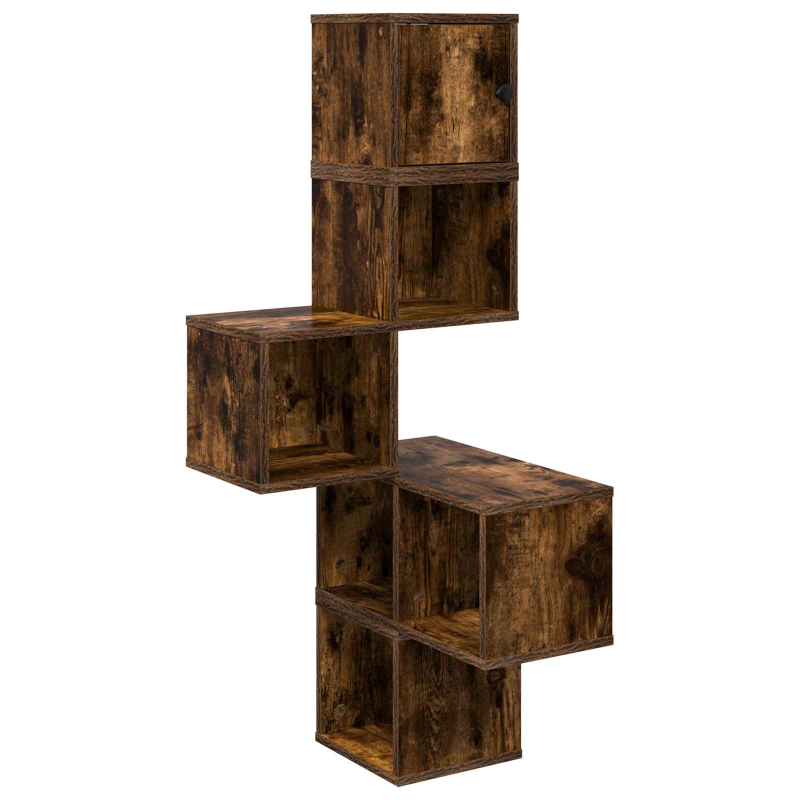 vidaXL Wall Corner Shelf Smoked Oak 48 x 48 x 120 cm Engineered Wood 2