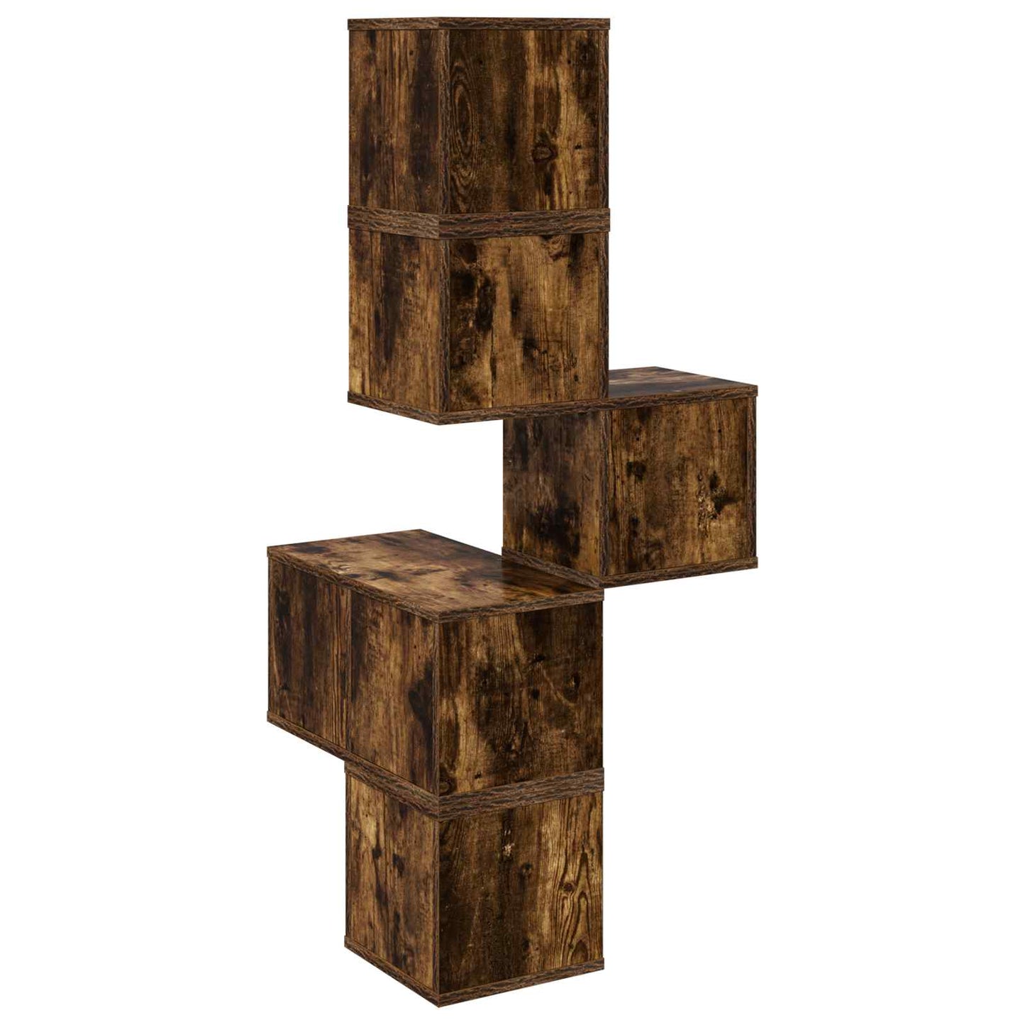 vidaXL Wall Corner Shelf Smoked Oak 48 x 48 x 120 cm Engineered Wood 6