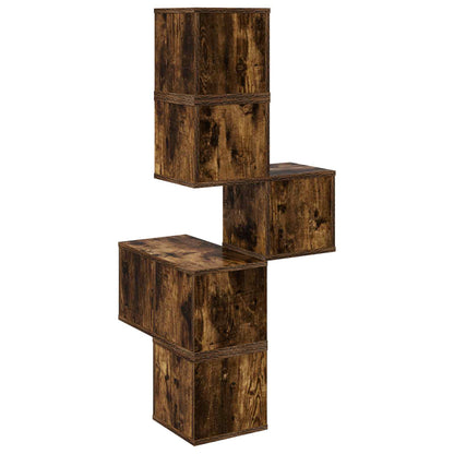 vidaXL Wall Corner Shelf Smoked Oak 48 x 48 x 120 cm Engineered Wood 6
