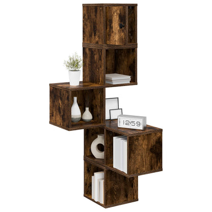 vidaXL Wall Corner Shelf Smoked Oak 48 x 48 x 120 cm Engineered Wood 3