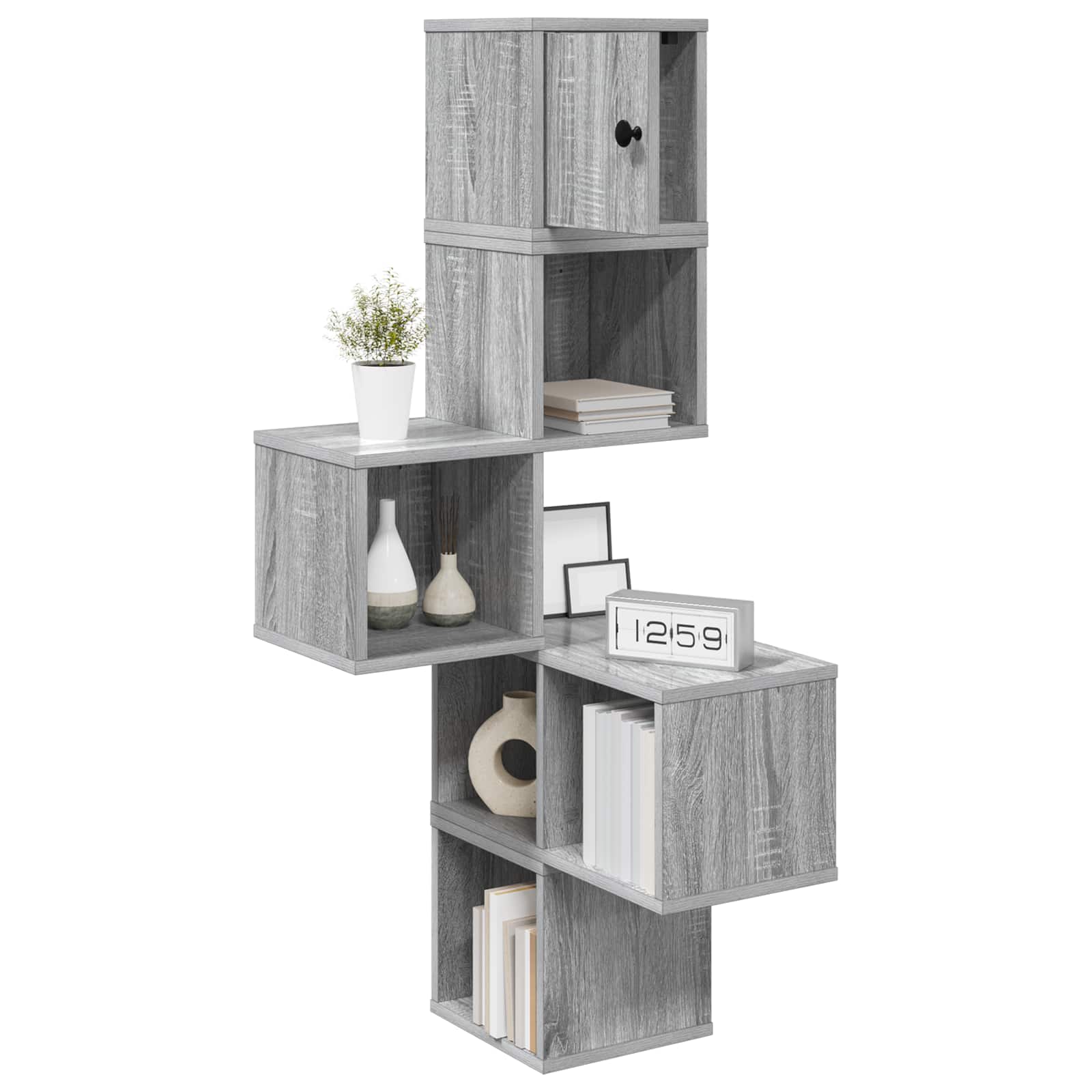 vidaXL Wall Corner Shelf Grey Sonoma 48 x 48 x 120 cm Engineered Wood 3