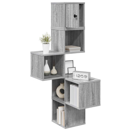 vidaXL Wall Corner Shelf Grey Sonoma 48 x 48 x 120 cm Engineered Wood 3