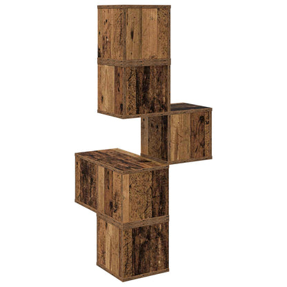 vidaXL Wall Corner Shelf Old Wood 48 x 48 x 120 cm Engineered Wood 6