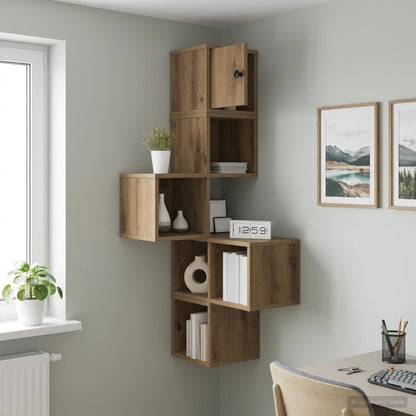 vidaXL Wall Corner Shelf Artisan Oak 48 x 48 x 120 cm Engineered Wood 1