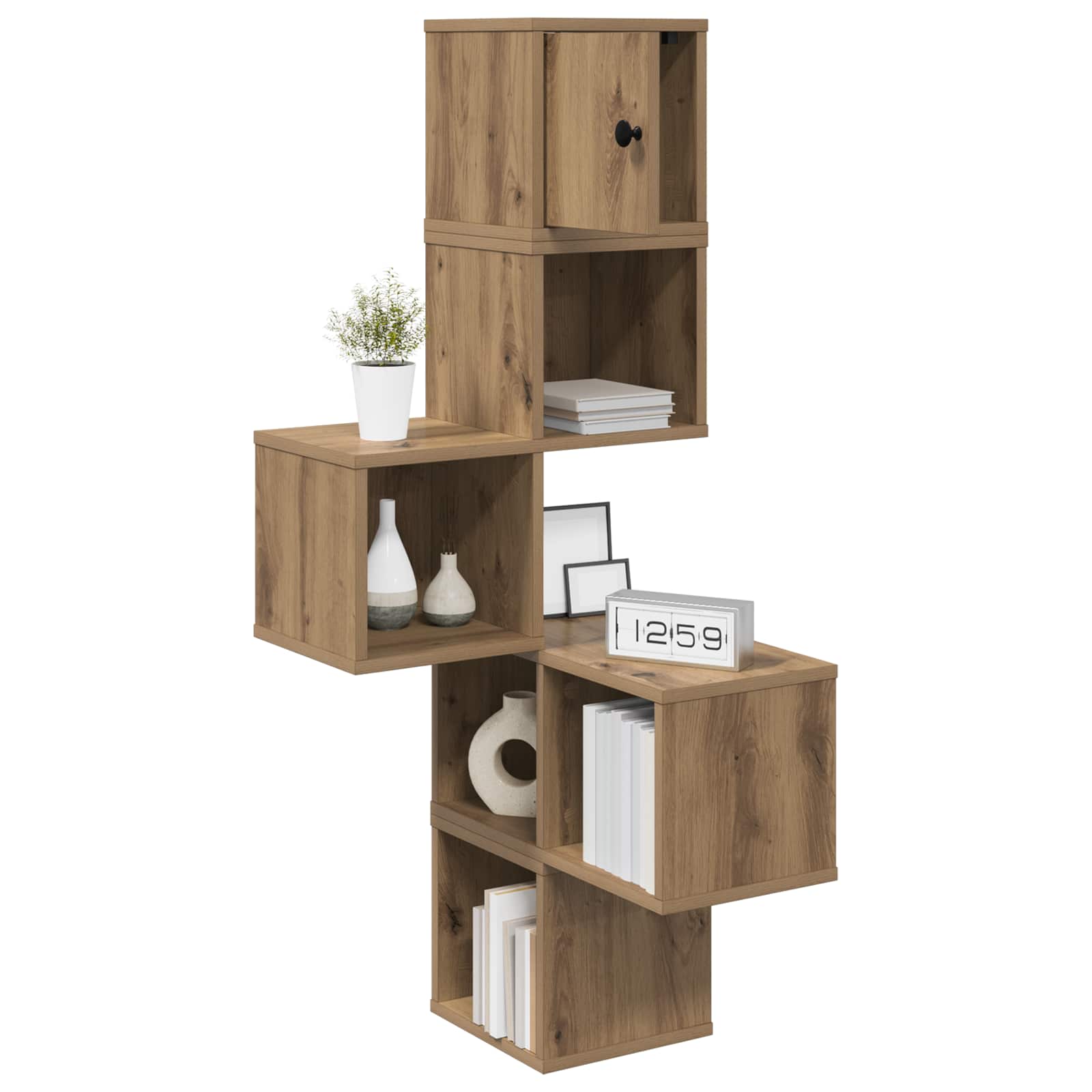 vidaXL Wall Corner Shelf Artisan Oak 48 x 48 x 120 cm Engineered Wood 3