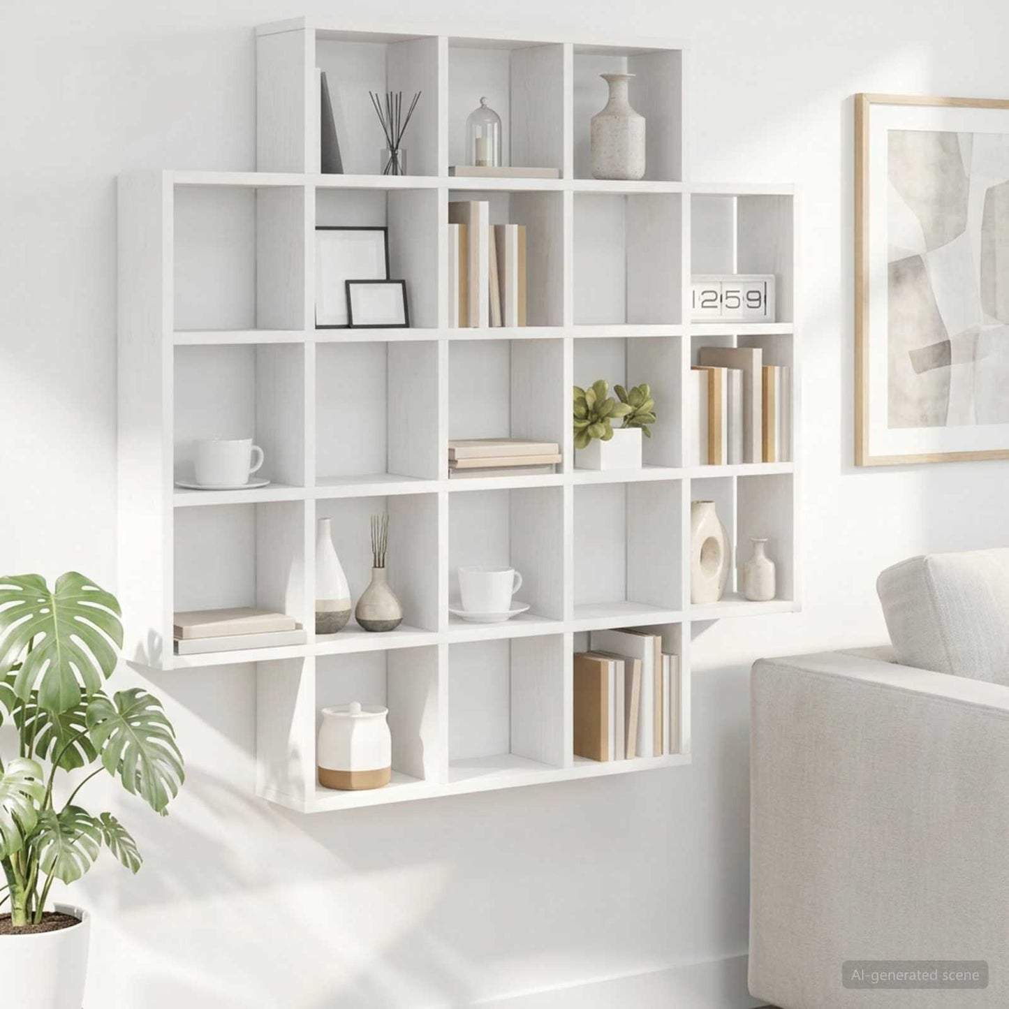 vidaXL Wall Shelf White 100 x 13 x 100 cm Engineered Wood 1