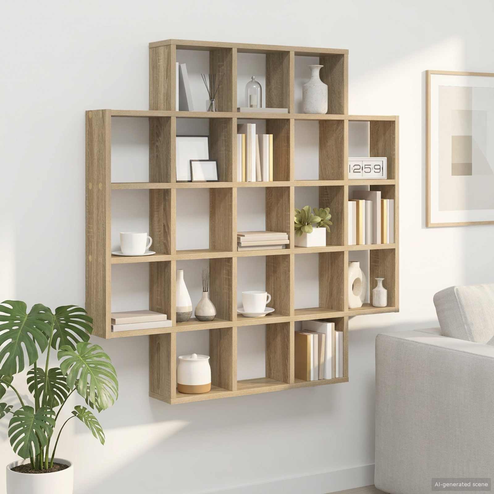 vidaXL Wall Shelf Sonoma Oak 100 x 13 x 100 cm Engineered Wood 1