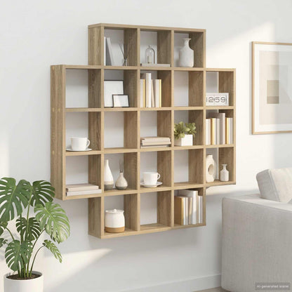 vidaXL Wall Shelf Sonoma Oak 100 x 13 x 100 cm Engineered Wood 1