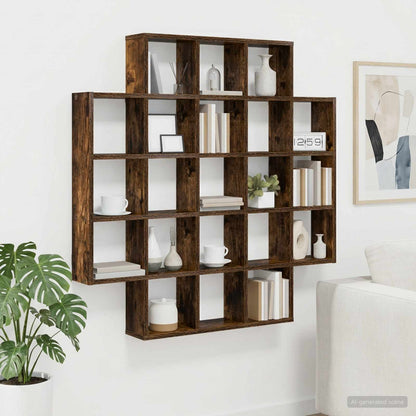 vidaXL Wall Shelf Smoked Oak 100 x 13 x 100 cm Engineered Wood 1