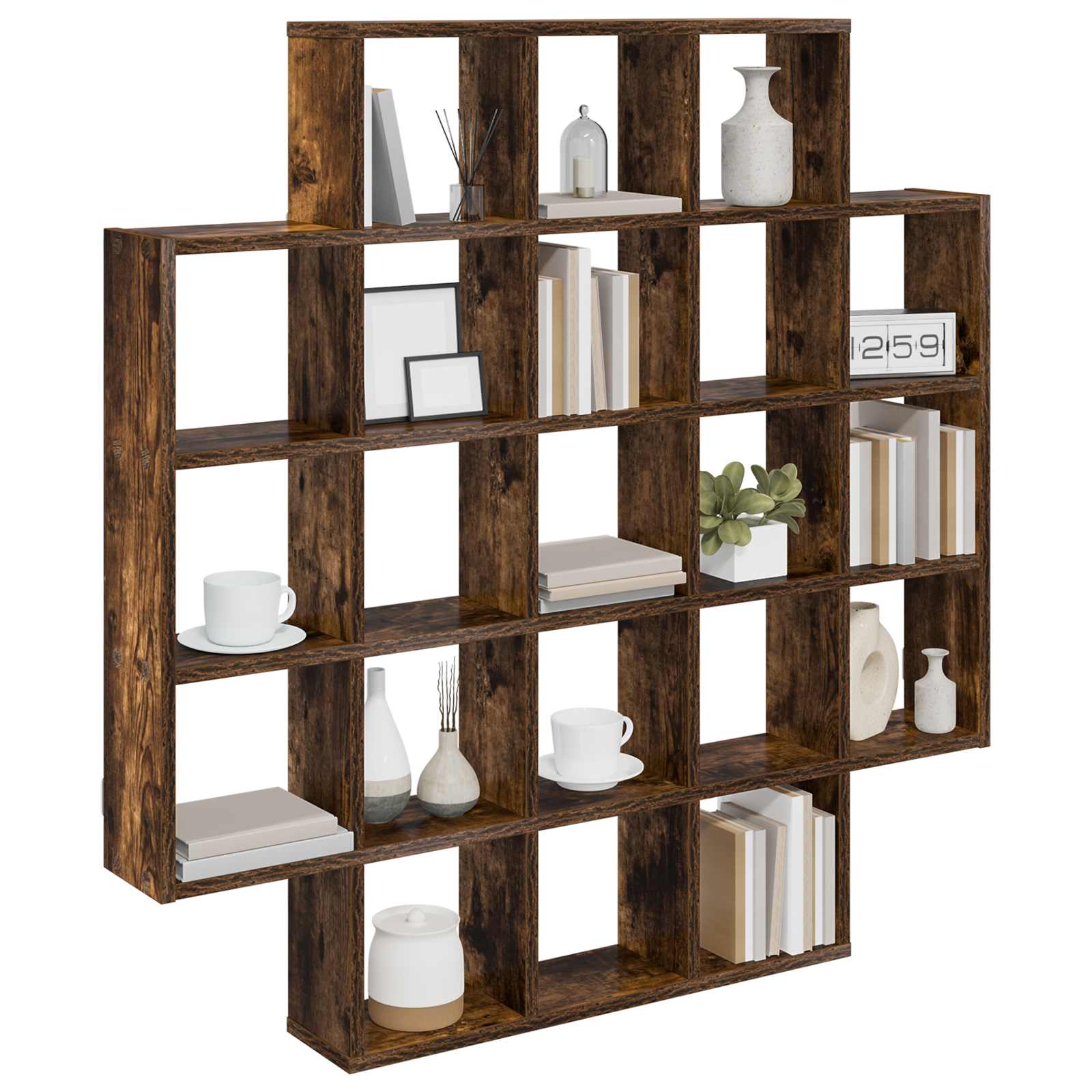 vidaXL Wall Shelf Smoked Oak 100 x 13 x 100 cm Engineered Wood 3