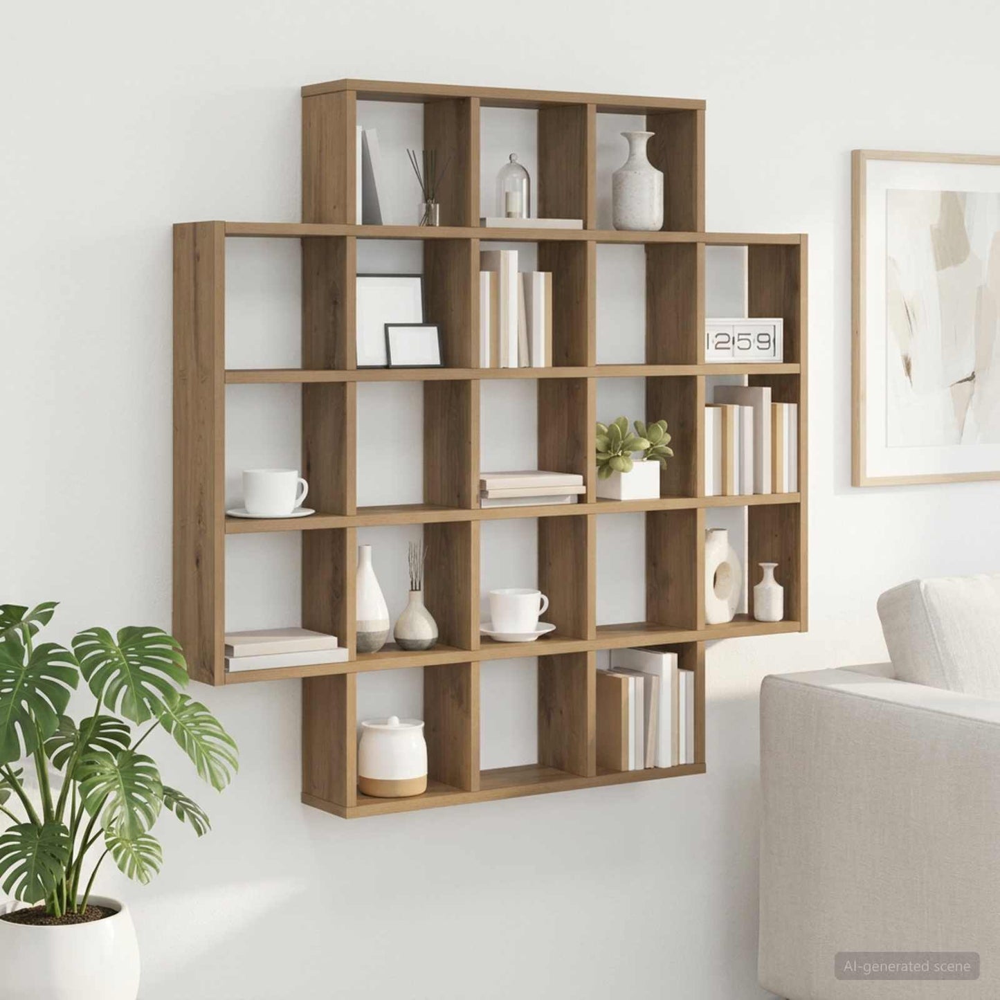 vidaXL Wall Shelf Artisan Oak 100 x 13 x 100 cm Engineered Wood 1