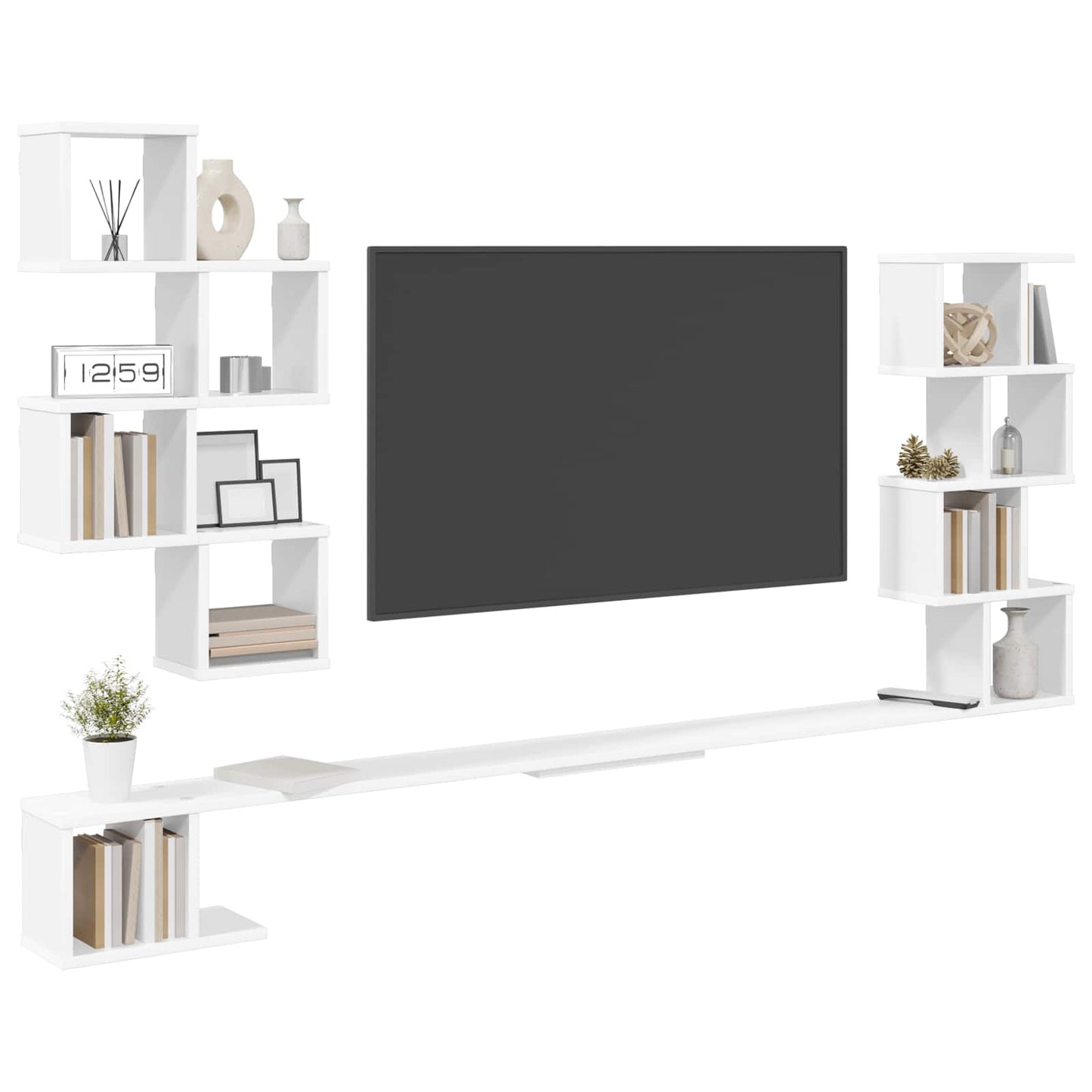 vidaXL Wall-Mounted TV Shelf White 180 x 15 x 94 cm Engineered Wood 3