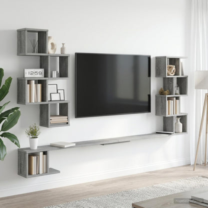 vidaXL Wall-Mounted TV Shelf Grey Sonoma 180 x 15 x 94 cm 1
