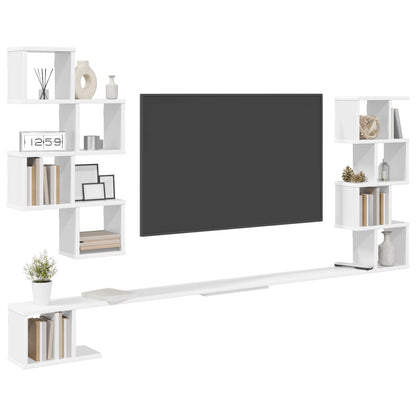 vidaXL Wall-Mounted TV Shelf White 200 x 15 x 94 cm Engineered Wood 3