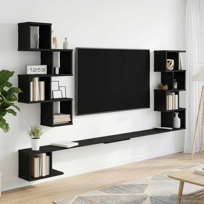 vidaXL Wall-Mounted TV Shelf Black Oak 200 x 15 x 94 cm 1