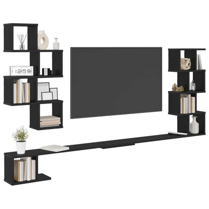 vidaXL Wall-Mounted TV Shelf Black Oak 200 x 15 x 94 cm 3