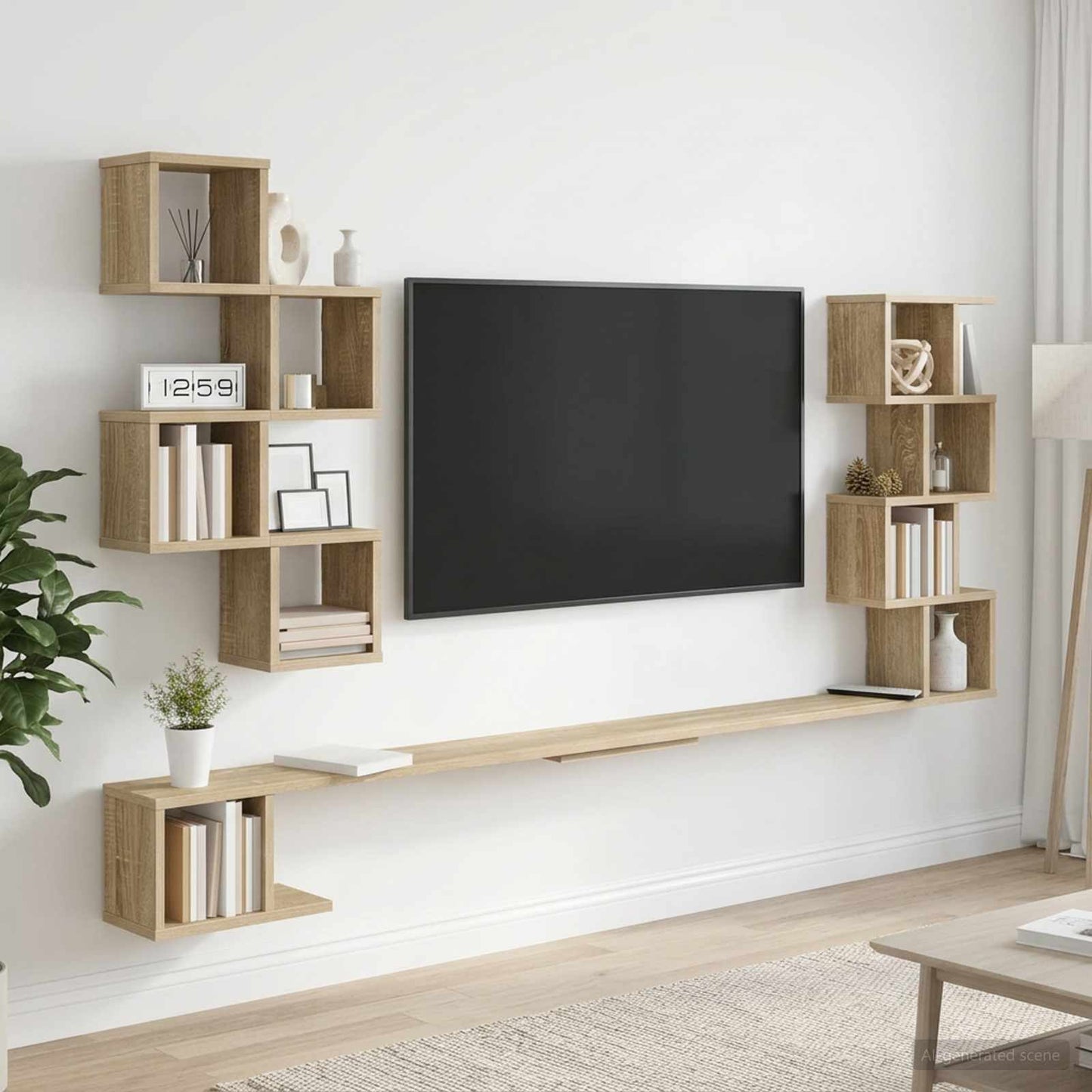 vidaXL Wall-Mounted TV Shelf Sonoma Oak 200 x 15 x 94 cm 1