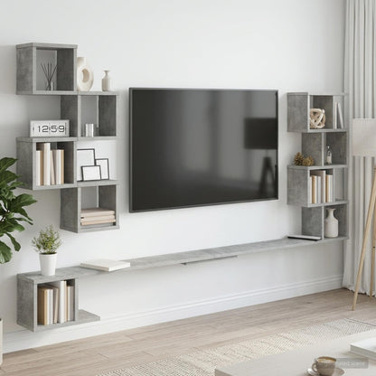 vidaXL Wall-Mounted TV Shelf Concrete Grey 200 x 15 x 94 cm 1