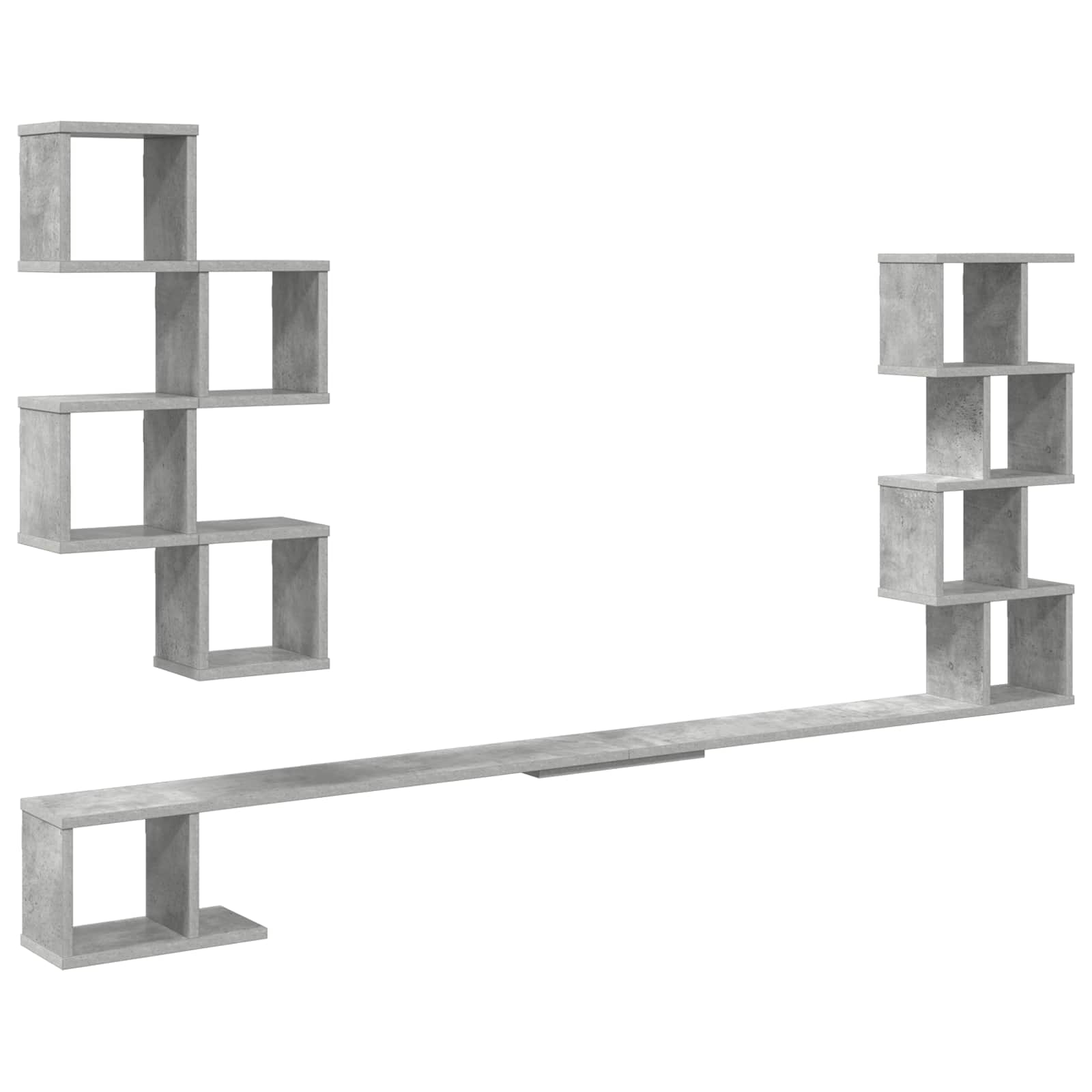 vidaXL Wall-Mounted TV Shelf Concrete Grey 200 x 15 x 94 cm 2