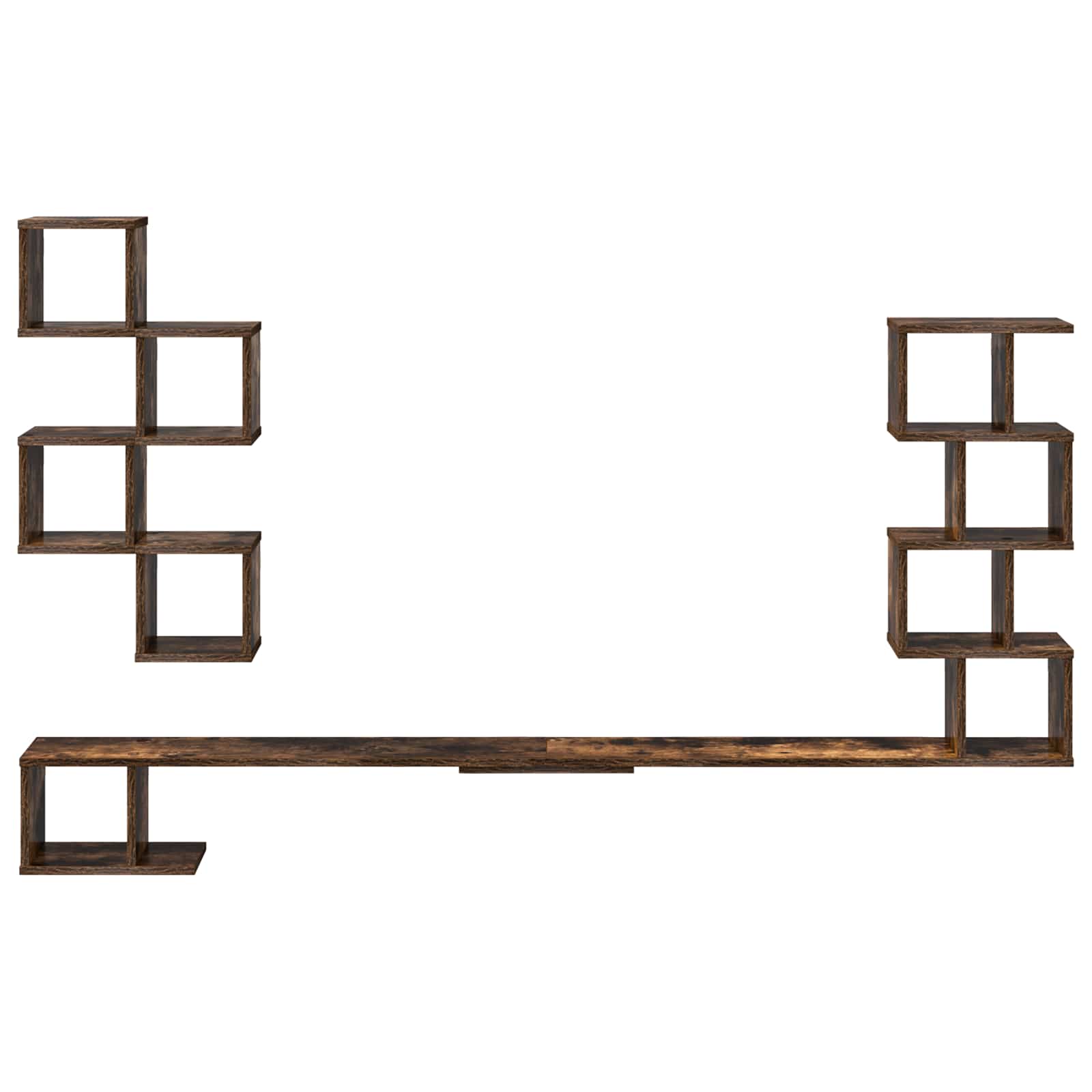vidaXL Wall-Mounted TV Shelf Smoked Oak 200 x 15 x 94 cm 4