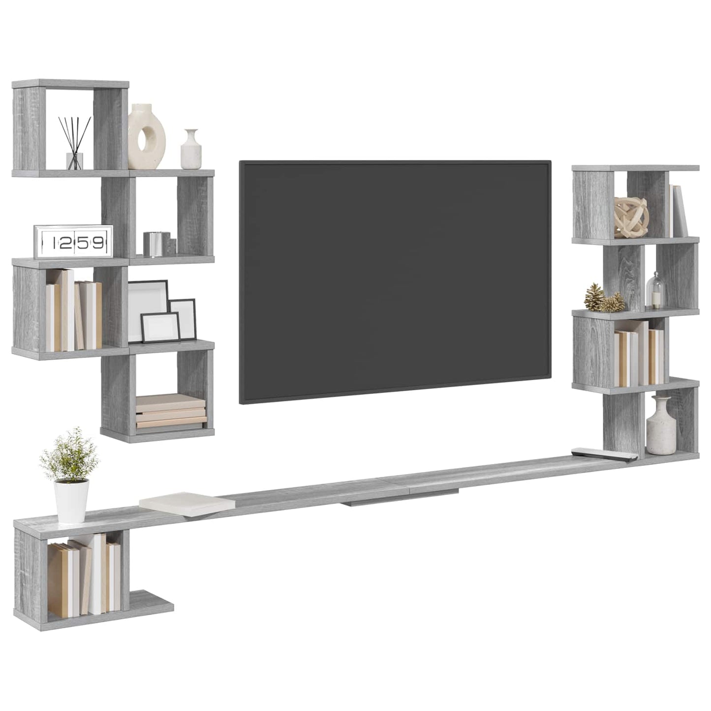vidaXL Wall-Mounted TV Shelf Grey Sonoma 200 x 15 x 94 cm 3
