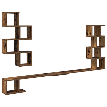 vidaXL Wall-Mounted TV Shelf Old Wood 200 x 15 x 94 cm Engineered Wood 2
