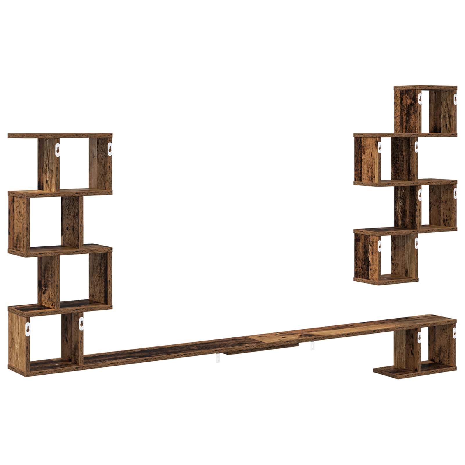 vidaXL Wall-Mounted TV Shelf Old Wood 200 x 15 x 94 cm Engineered Wood 6