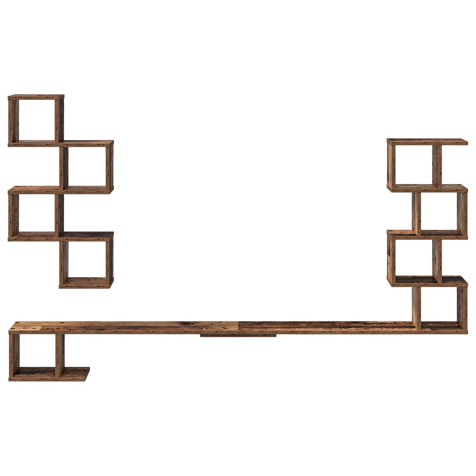 vidaXL Wall-Mounted TV Shelf Old Wood 200 x 15 x 94 cm Engineered Wood 4