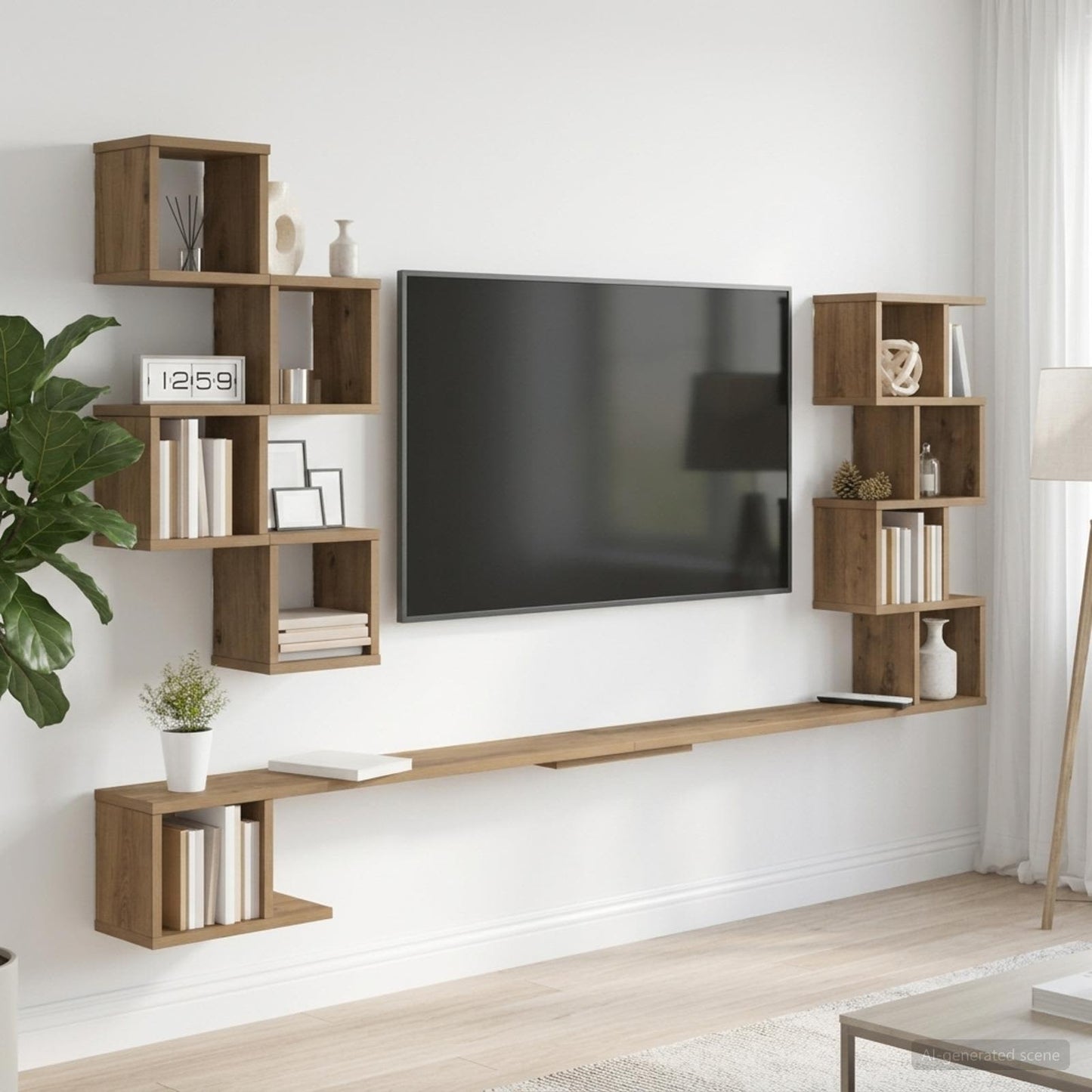 vidaXL Wall-Mounted TV Shelf Artisan Oak 200 x 15 x 94 cm 1