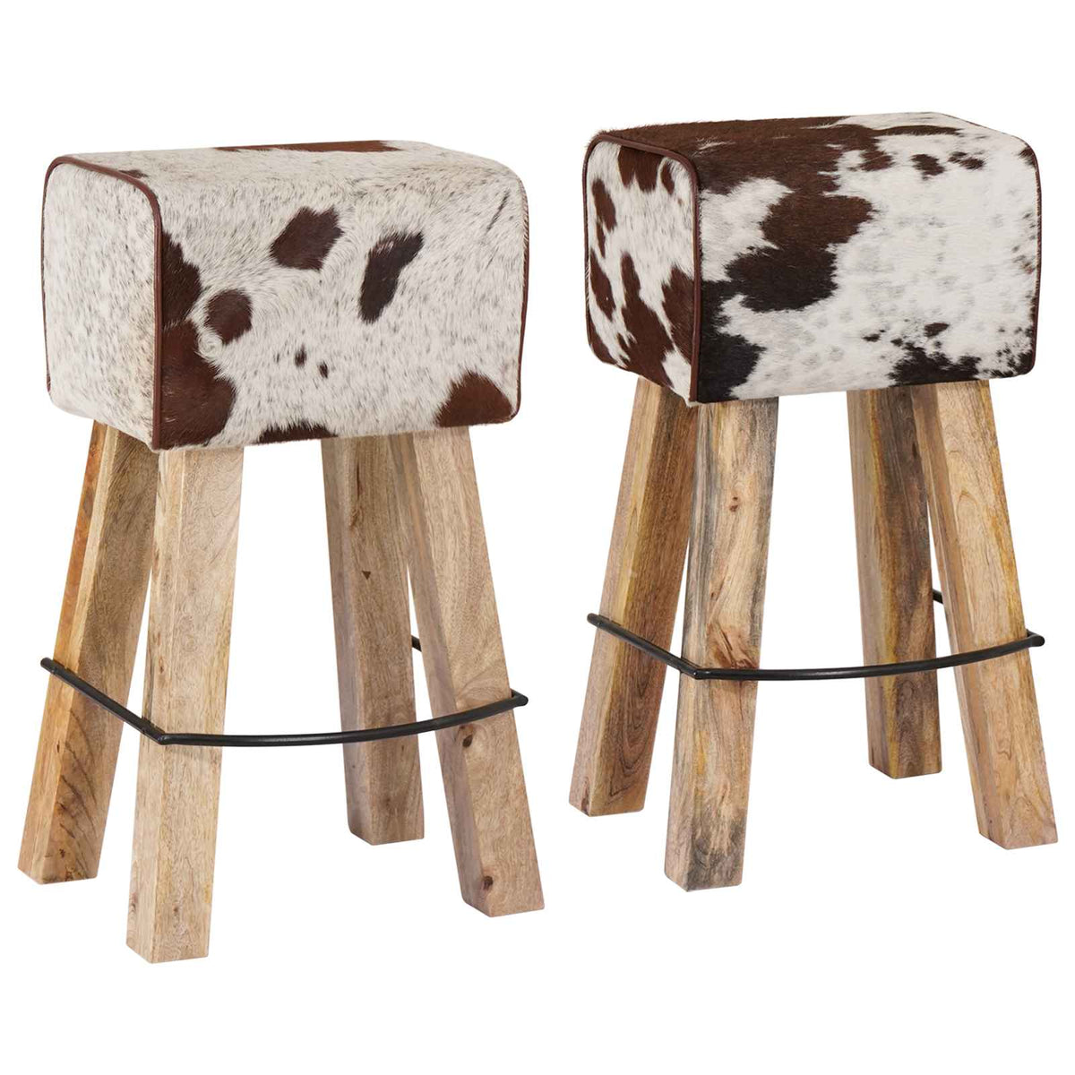 Bar Stool 2 pcs 44 x 33 x 74 cm Real Leather Brown and white
