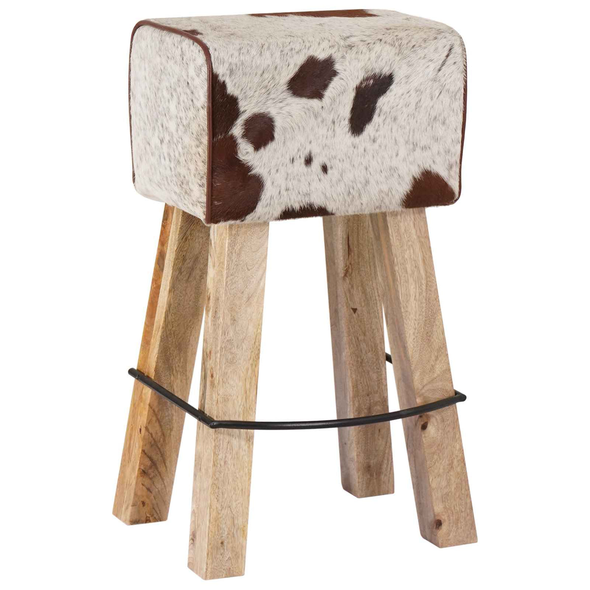 Bar Stool 2 pcs 44 x 33 x 74 cm Real Leather Brown and white