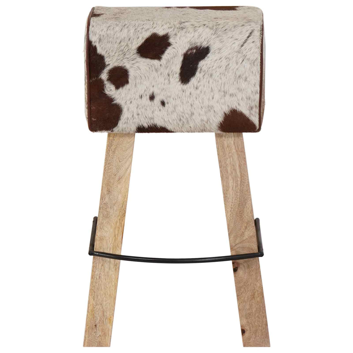Bar Stool 2 pcs 44 x 33 x 74 cm Real Leather Brown and white