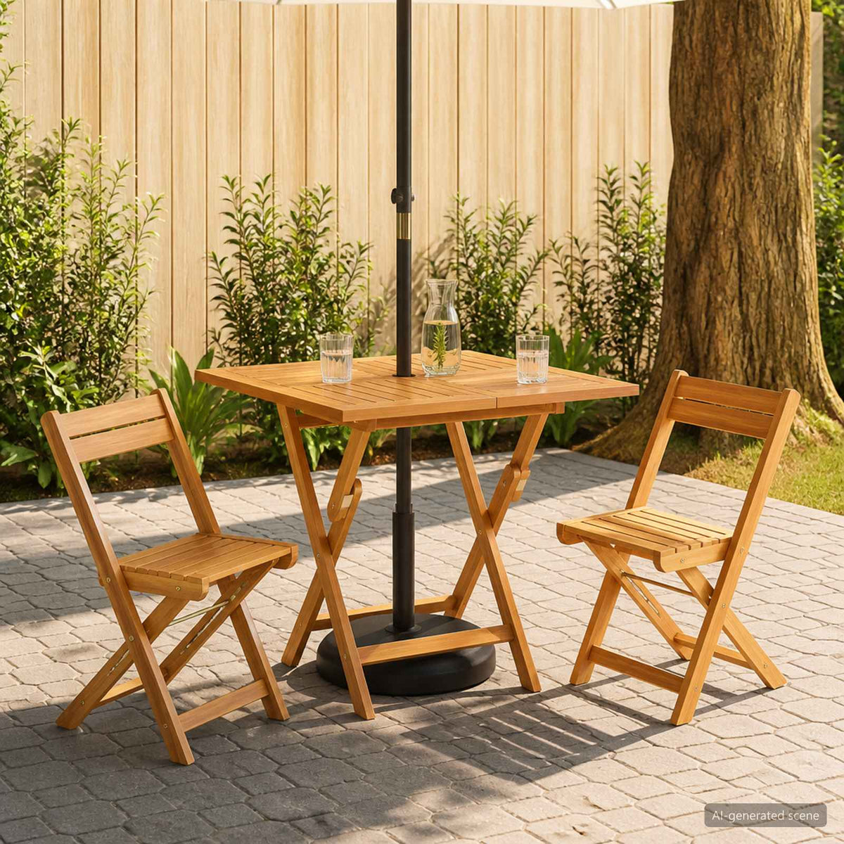 Folding Garden Table Natural 90 x 90 x 75 cm Solid Teak Wood Square