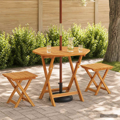 Folding Garden Table Natural 90 x 90 x 75 cm Solid Teak Wood Octagon
