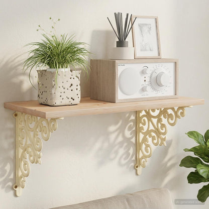 Wall Shelf Brackets 12 pcs Antique White Steel
