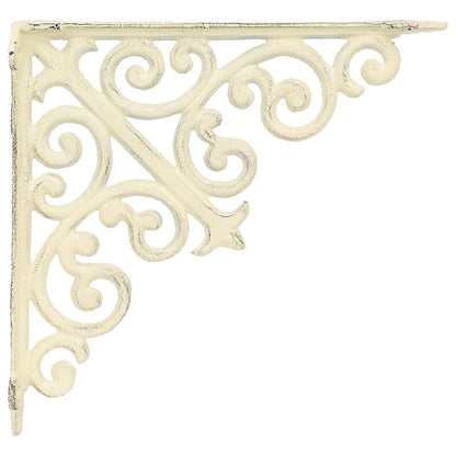Wall Shelf Brackets 12 pcs Antique White Steel