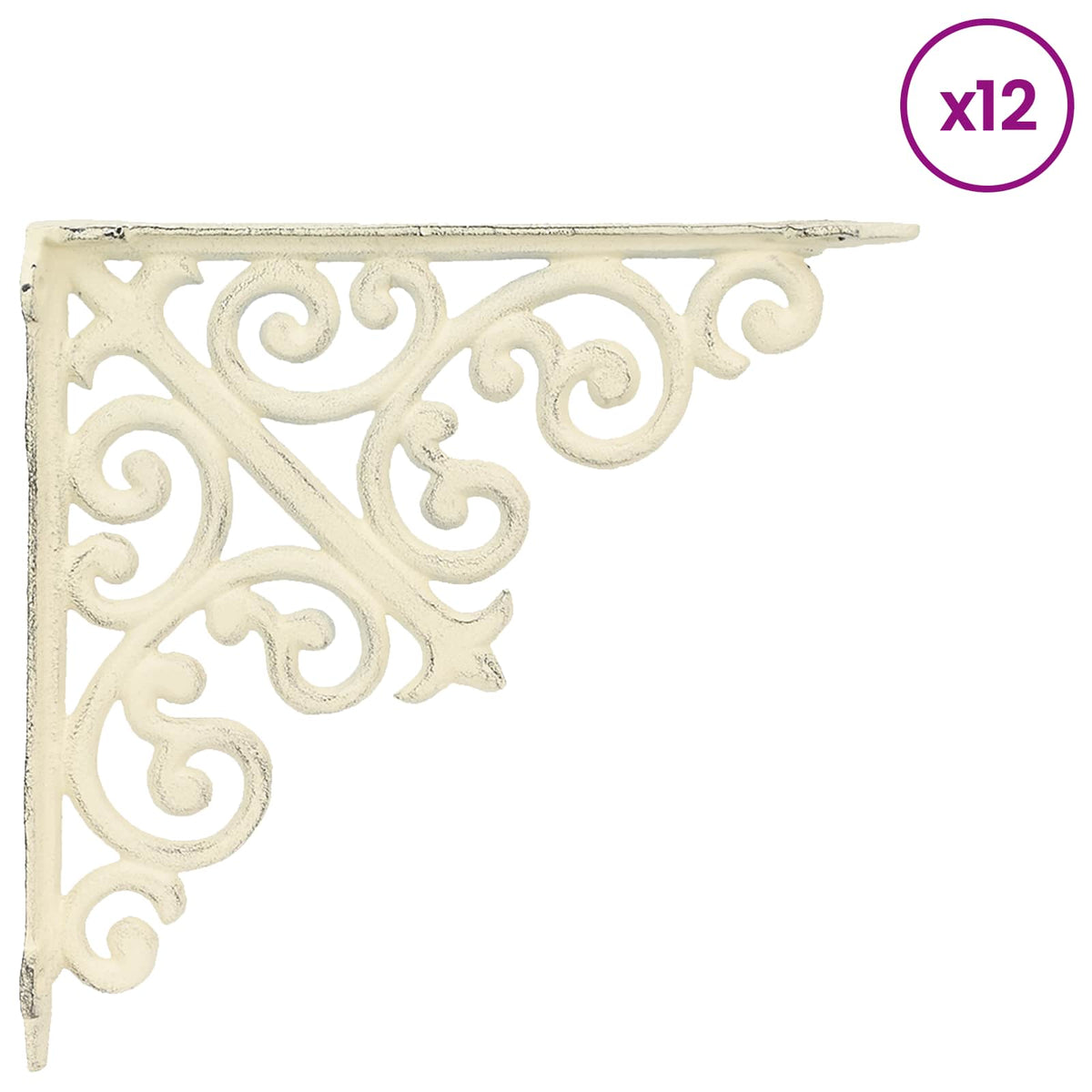 Wall Shelf Brackets 12 pcs Antique White Steel