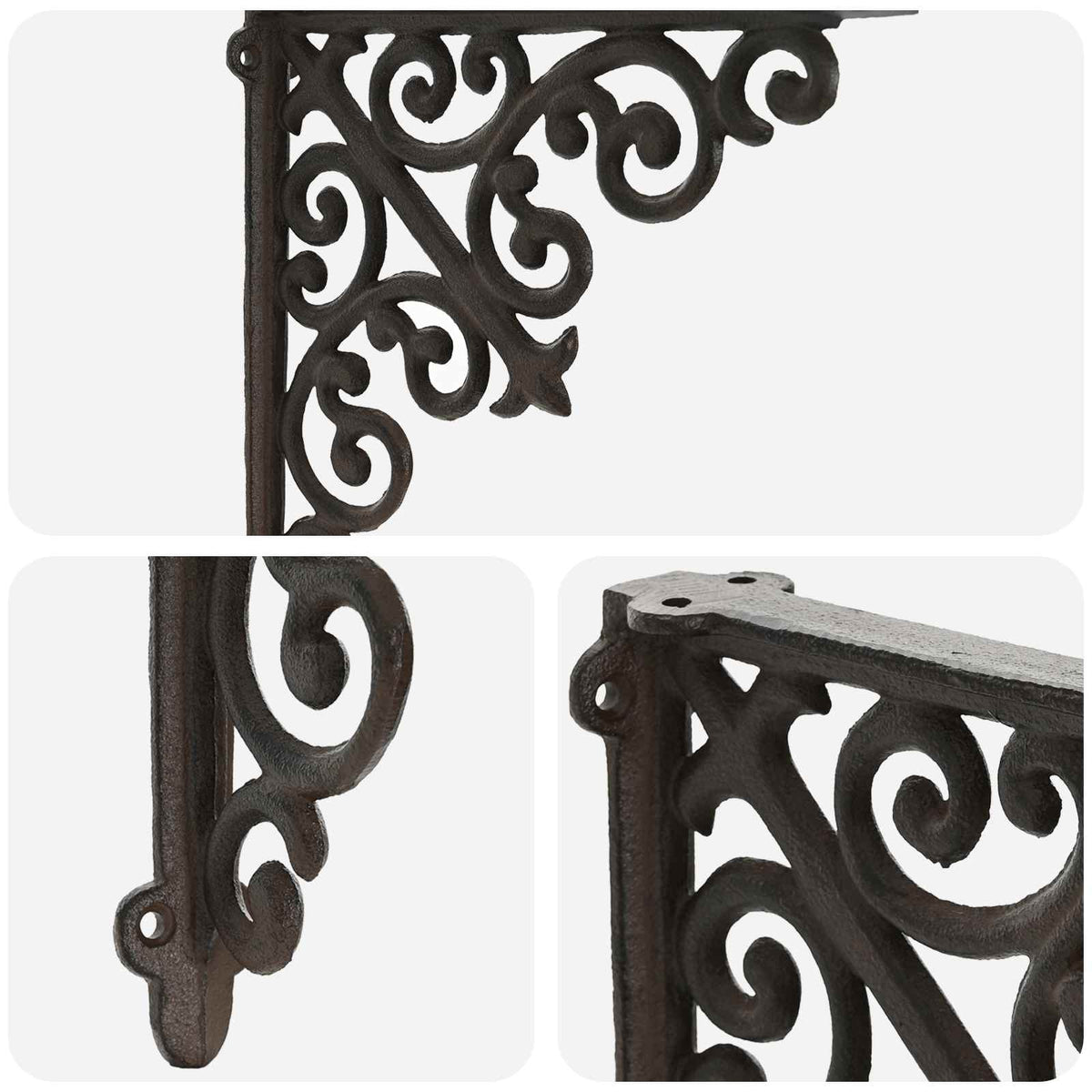 vidaXL Wall Shelf Brackets 12 pcs Antique Brown 14 x 14 x 3.5 cm Steel 6