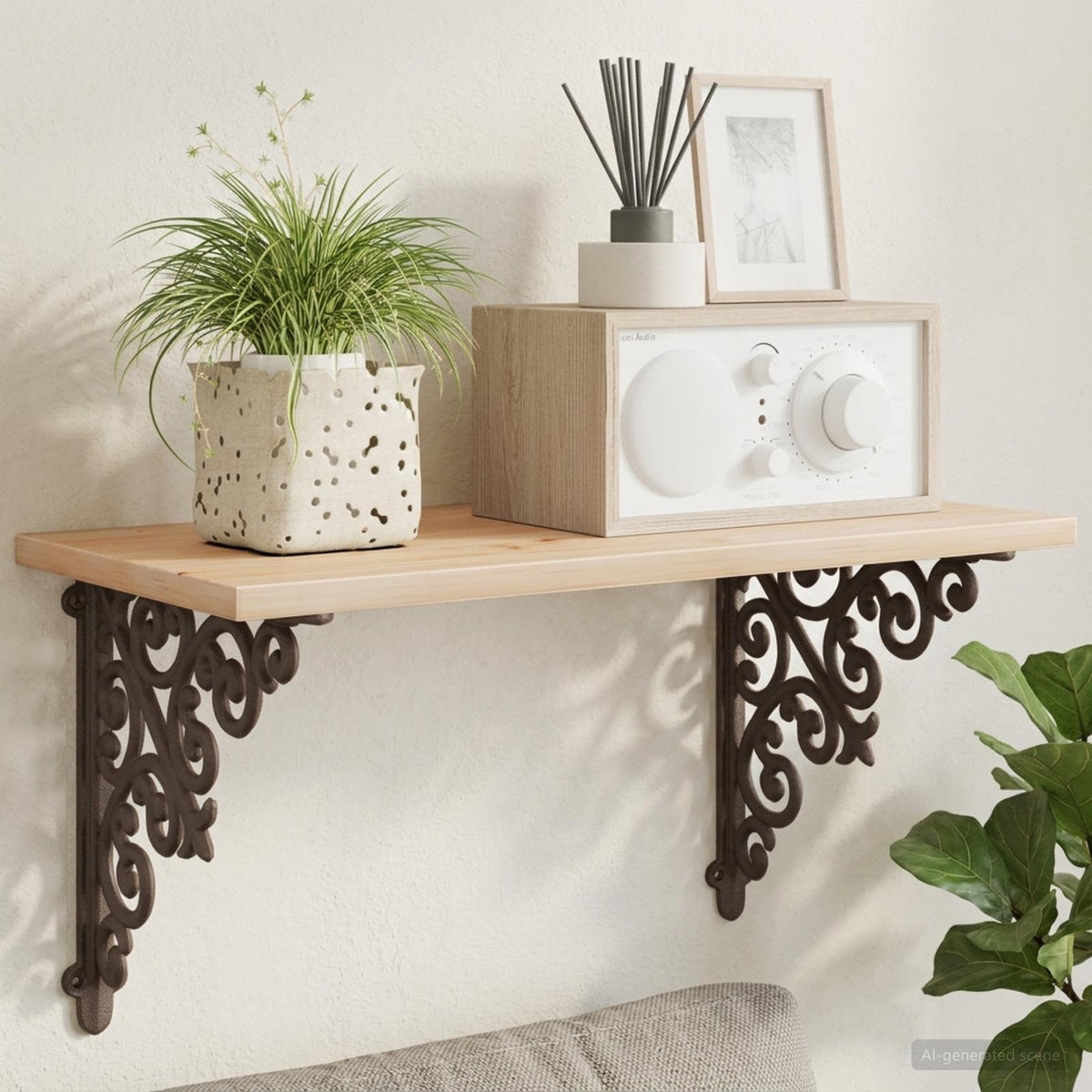 vidaXL Wall Shelf Brackets 12 pcs Antique Brown 14 x 14 x 3.5 cm Steel 5