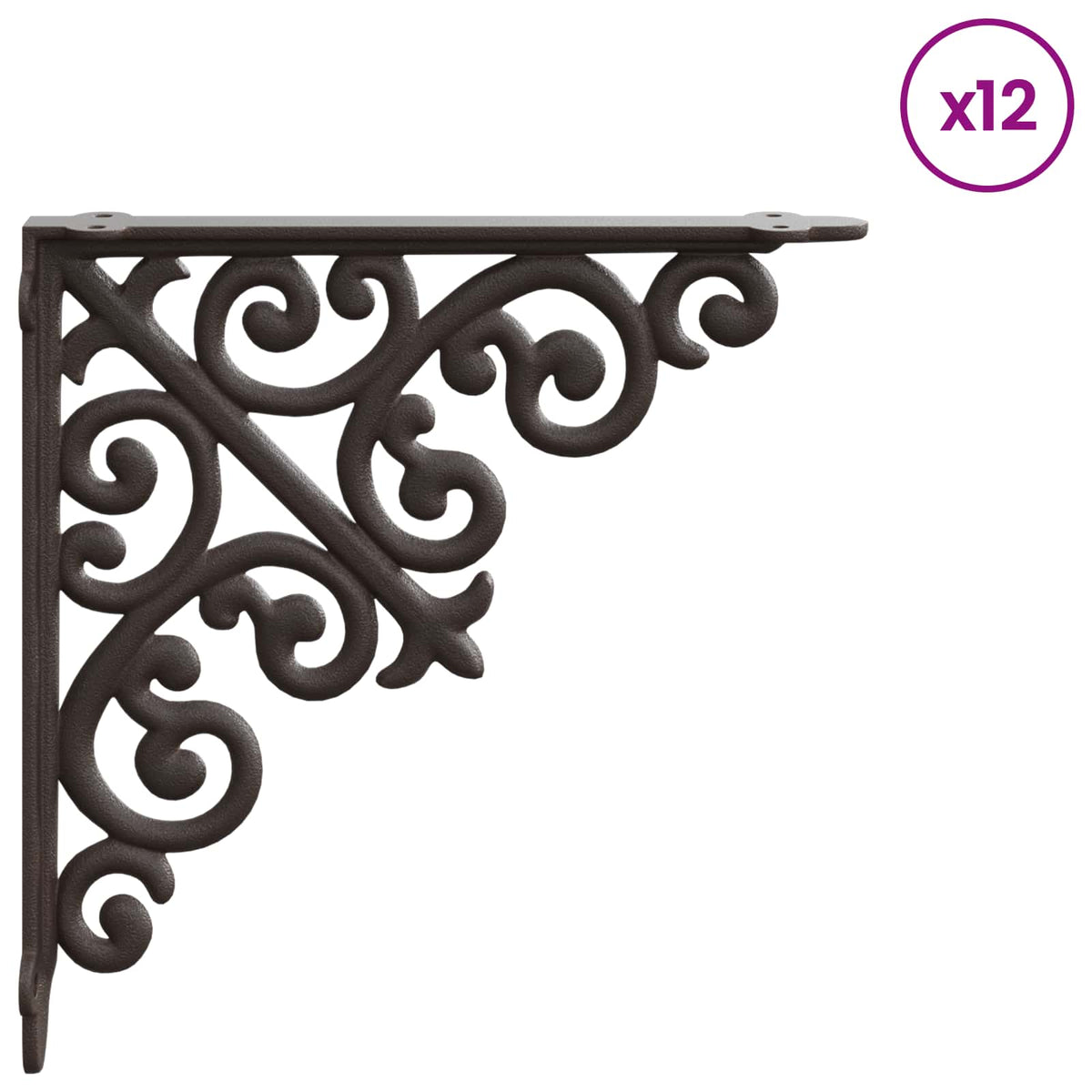 vidaXL Wall Shelf Brackets 12 pcs Antique Brown 14 x 14 x 3.5 cm Steel 4