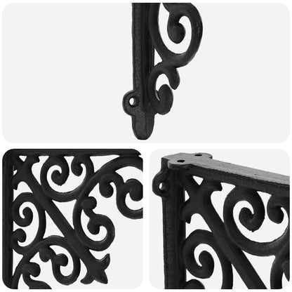 vidaXL Wall Shelf Brackets 12 pcs Black 14 x 14 x 3.5 cm Steel 6