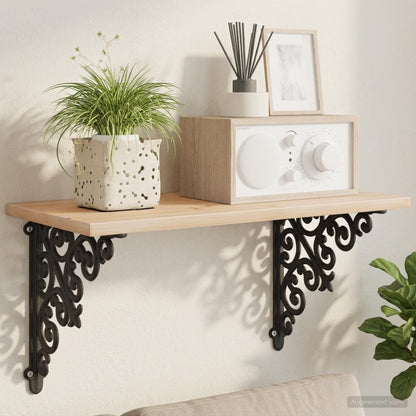 vidaXL Wall Shelf Brackets 12 pcs Black 14 x 14 x 3.5 cm Steel 5