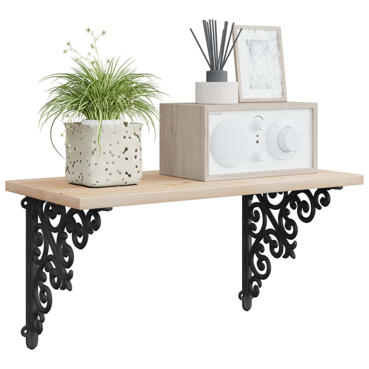 Wall Shelf Brackets 9.5 x 9.5 x 3 cm Steel 12 Black