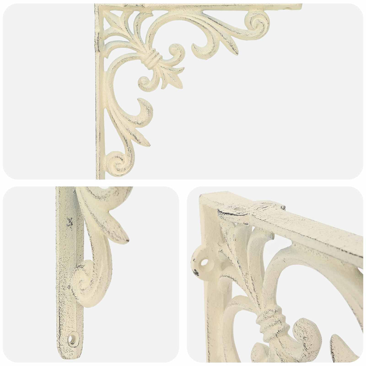 Wall Shelf Brackets 12 pcs Antique White