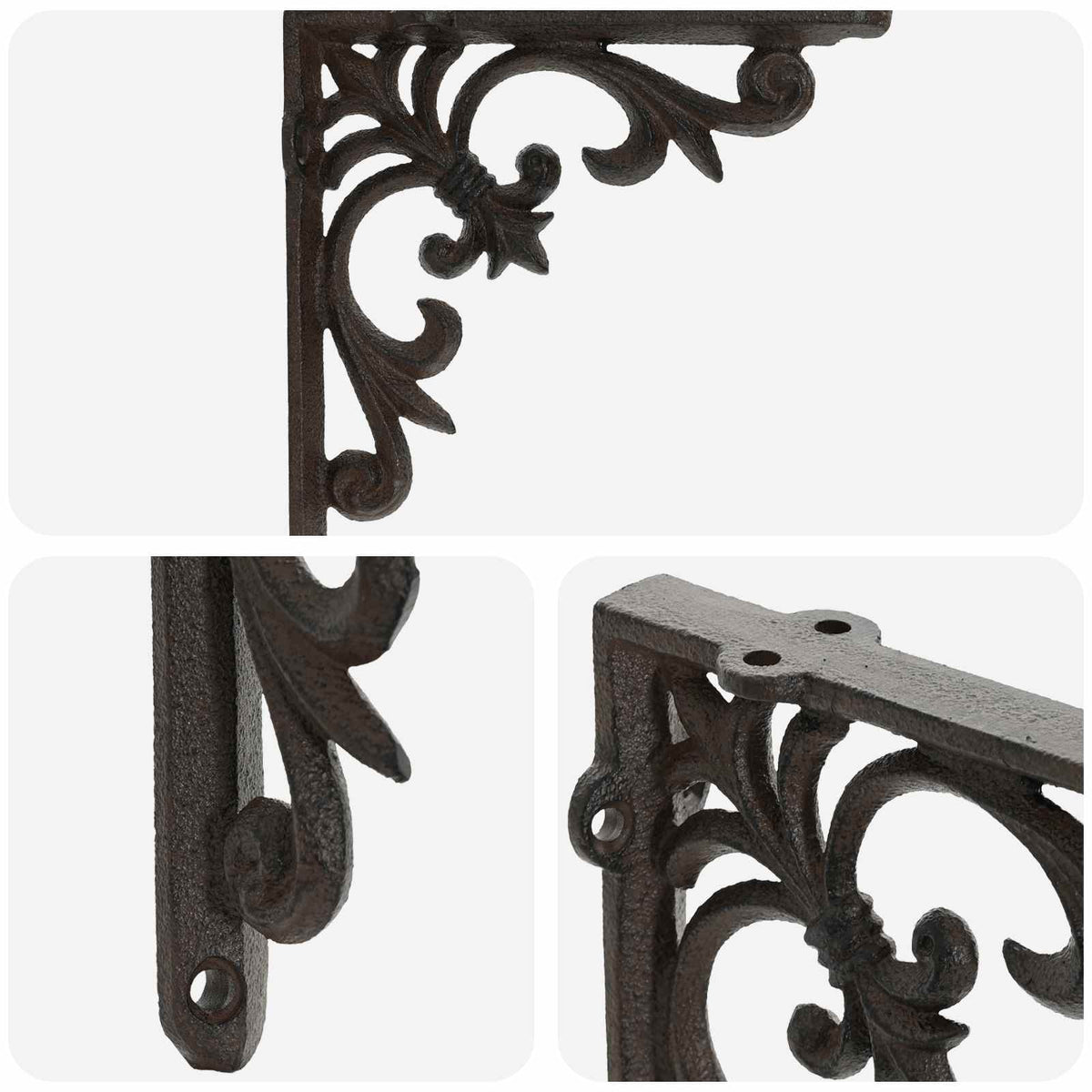 vidaXL Wall Shelf Brackets 12 pcs Antique Brown 14.5 x 14.5 x 3 cm 5