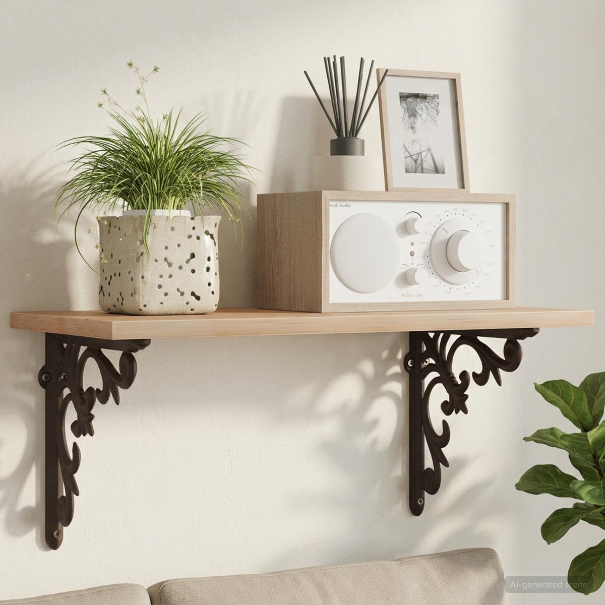 vidaXL Wall Shelf Brackets 12 pcs Antique Brown 14.5 x 14.5 x 3 cm 1