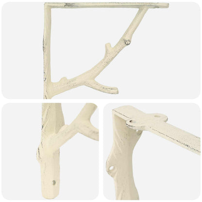 vidaXL Wall Shelf Brackets 12 pcs Antique White 14 x 14 x 4 cm Steel 5